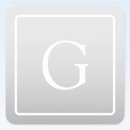 Adesivo Quadrado Monograma de Apelido de Gradação de Cinzas Claras