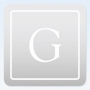 Adesivo Quadrado Monograma de Apelido de Gradação de Cinzas Claras