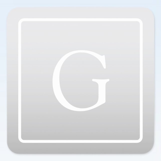 Adesivo Quadrado Monograma de Apelido de Gradação de Cinzas Claras (Criador carregado)