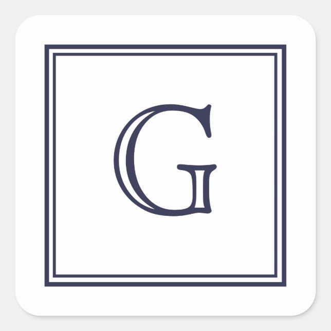 Adesivo Quadrado Monograma de Bloco Elegante com Autocolantes de Ba (Frente)