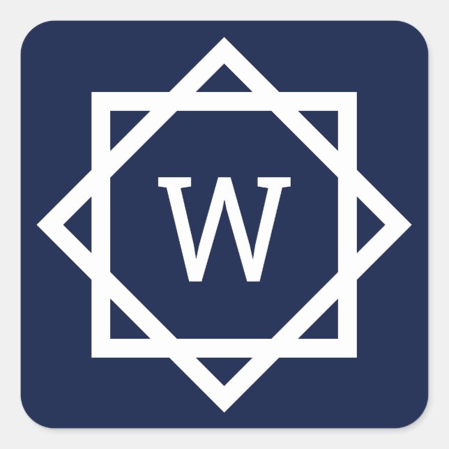 Adesivo Quadrado Monograma de Borda Gráfica de Pré-Disquete (Frente)