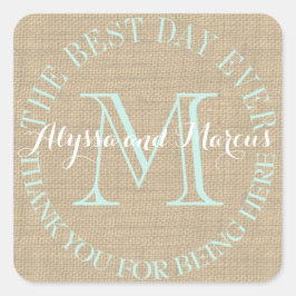 Adesivo Quadrado Monograma de Burlap Best Day