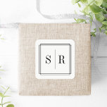 Adesivo Quadrado Monograma de Casamento Negro e Branco<br><div class="desc">Os adesivos clássicos e elegantes do monograma são perfeitos para selar seus envelopes de convite,  favores e muito mais. Chic e design simples apresentam suas iniciais,  monograma ou duograma enquadrado por uma fina borda geométrica em preto clássico. Projetado para coordenar com nossa coleção de casamento de Eternos.</div>