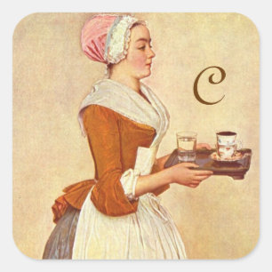 ADESIVO QUADRADO MONOGRAMA DE FONDUE DE JANTO CHOCOLATE