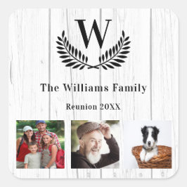 Adesivo Quadrado Monograma de fotografia de reagrupamento familiar