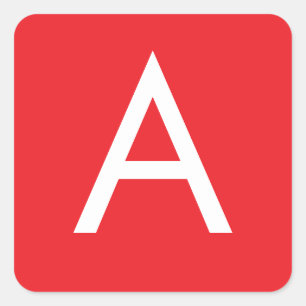 Adesivo Quadrado Monograma de Letra Inicial Vermelho Branco Simples