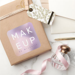 Adesivo Quadrado Monograma de Maquiagem de Ómbre Metálico Moderno