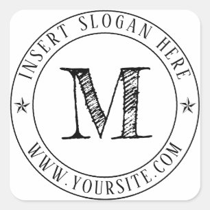 Adesivo Quadrado Monograma de negócios personalizado