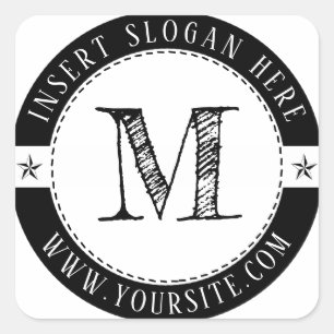 Adesivo Quadrado Monograma de Negócios Personalizado