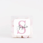 Adesivo Quadrado Monograma de Nome Personalizado Moderno - Rosa<br><div class="desc">Monograma de Nome Personalizado Moderno - Rosa</div>