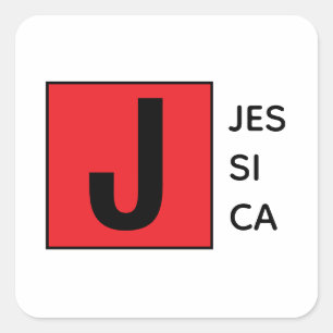 Adesivo Quadrado Monograma de Nome Profissional Simples Elegante Mo