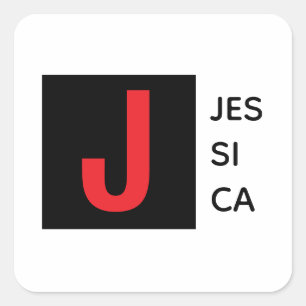 Adesivo Quadrado Monograma de Nome Profissional Simples Elegante Mo