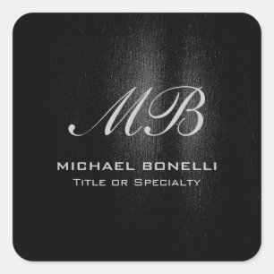 Adesivo Quadrado Monograma de script cinza negra moderna