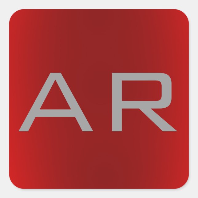 Adesivo Quadrado Monograma de Tendência Vermelha da Cinza na moda (Frente)