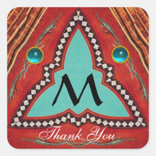 ADESIVO QUADRADO MONOGRAMA DE TRIÂNGULO GEOMÉTRICO DE ABSTRATO AZUL