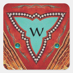 ADESIVO QUADRADO MONOGRAMA DE TRIÂNGULO GEOMÉTRICO DE ABSTRATO AZUL