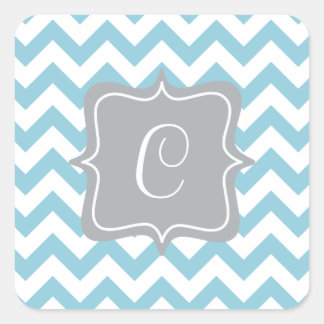 Adesivo Quadrado Monograma do Zigzag azul e branco