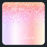 Adesivo Quadrado Monograma Dourado da Largura Roxa Prosa do Pastel<br><div class="desc">Rainbow Pastel Blush Faux Foil Faux Foil Metálico Sparkle Glitter Brugado Metal Monograma Nome e Etiquetas de Endereço do Sticker do Partido do Papel Inicial. Isto faz o doce e perfeito aniversário de 16 anos, casamento, chá de panela, aniversário, chá de fraldas ou festa de solteira presente para alguém que...</div>