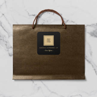 Adesivo Quadrado Monograma Dourado e Preto
