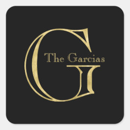 Adesivo Quadrado Monograma Dourado G e nome em qualquer cor