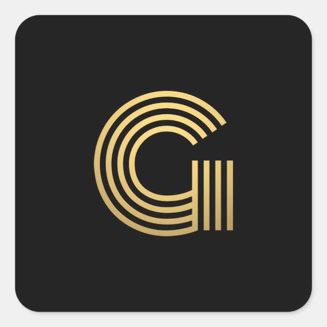 Adesivo Quadrado Monograma Dourado moderno (Frente)