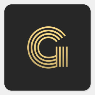 Adesivo Quadrado Monograma Dourado moderno