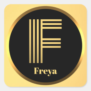 Adesivo Quadrado Monograma Dourado Personalizado - Letra F