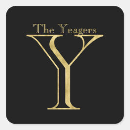 Adesivo Quadrado Monograma Dourado Y e nome em qualquer cor