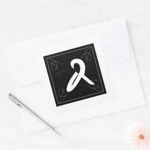 Adesivo Quadrado Monograma E comercial de Frame e Flourish em Branc