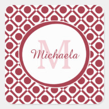 Monograma e Nome Geométrico Modernos, Vermelho e B