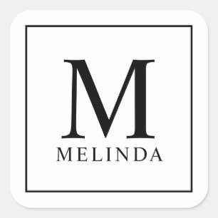 Adesivo Quadrado Monograma Elegante Preto e Branco