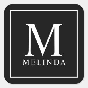Adesivo Quadrado Monograma Elegante Preto e Branco