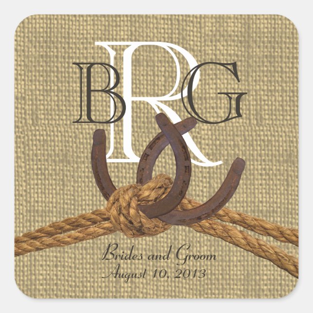 Adesivo Quadrado Monograma em ferradura (Frente)