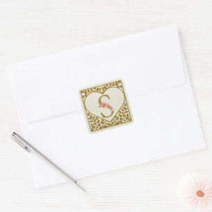 Adesivo Quadrado Monograma Floral Personalizado, De A a Z