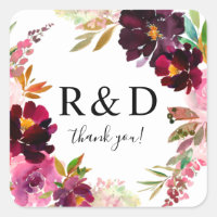 Monograma Floral Rosa-Quente e Blush e Roxo