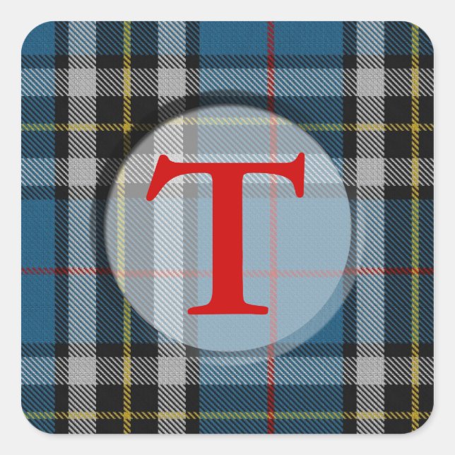 Adesivo Quadrado Monograma/Fotografia da xadrez (Frente)