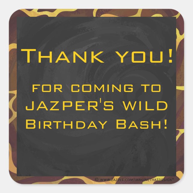 Adesivo Quadrado Monograma Giraffe Brown, Impressão amarelo (Frente)