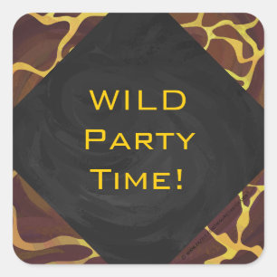 Adesivo Quadrado Monograma Giraffe Brown, Impressão amarelo