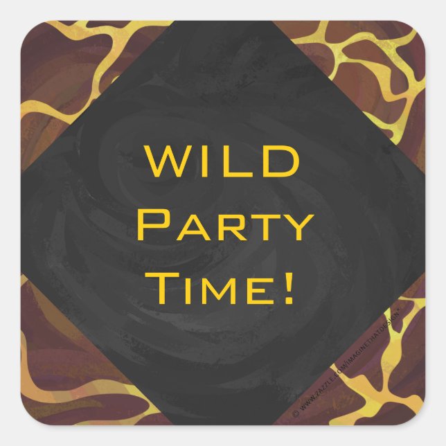 Adesivo Quadrado Monograma Giraffe Brown, Impressão amarelo (Frente)