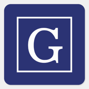 Adesivo Quadrado Monograma inicial com quadro branco azul marinho