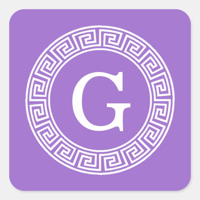 Adesivo Quadrado Monograma inicial do Quadro chave grego Ametist Wh (Frente)