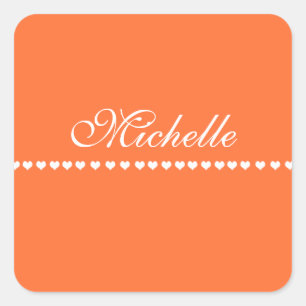 Adesivo Quadrado Monograma Laranja Elegante