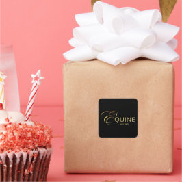 Adesivo Quadrado Monograma - Letra E Cavalo em ouro