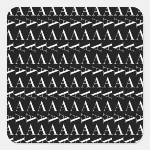 Adesivo Quadrado Monograma - Letra Inicial A, Escolher Cor de Fundo