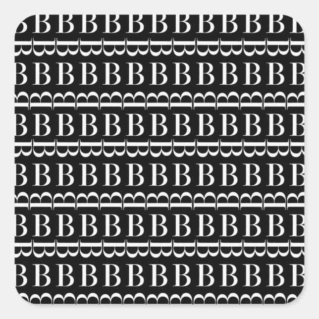 Adesivo Quadrado Monograma - Letra inicial B (Frente)