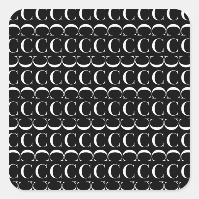 Adesivo Quadrado Monograma - Letra inicial C (Frente)