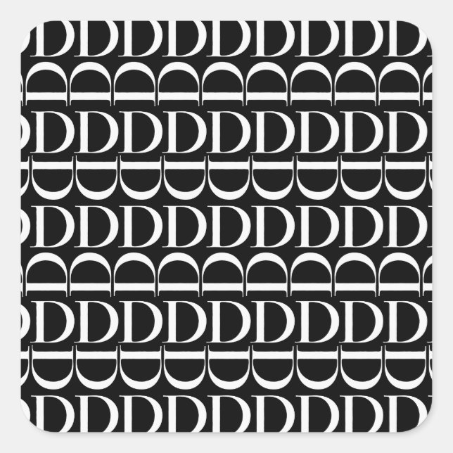 Adesivo Quadrado Monograma - Letra Inicial D (Frente)