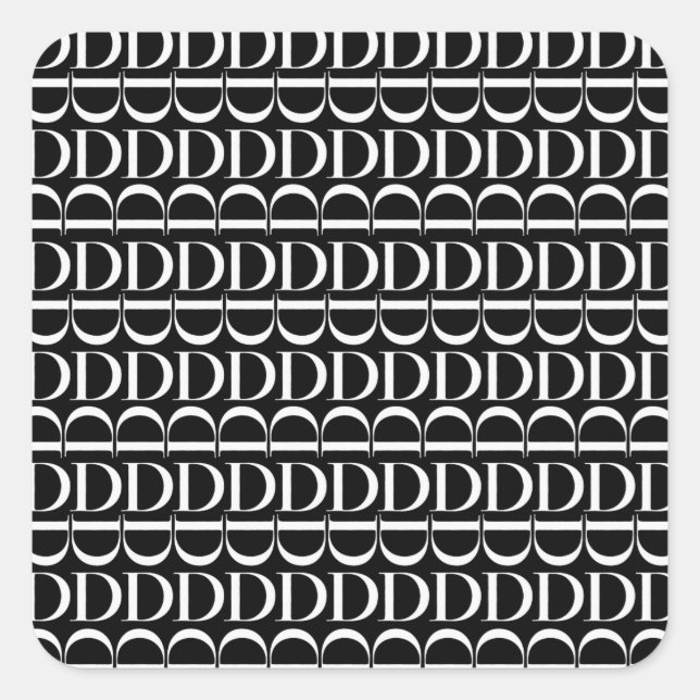 Adesivo Quadrado Monograma - Letra Inicial D (Frente)