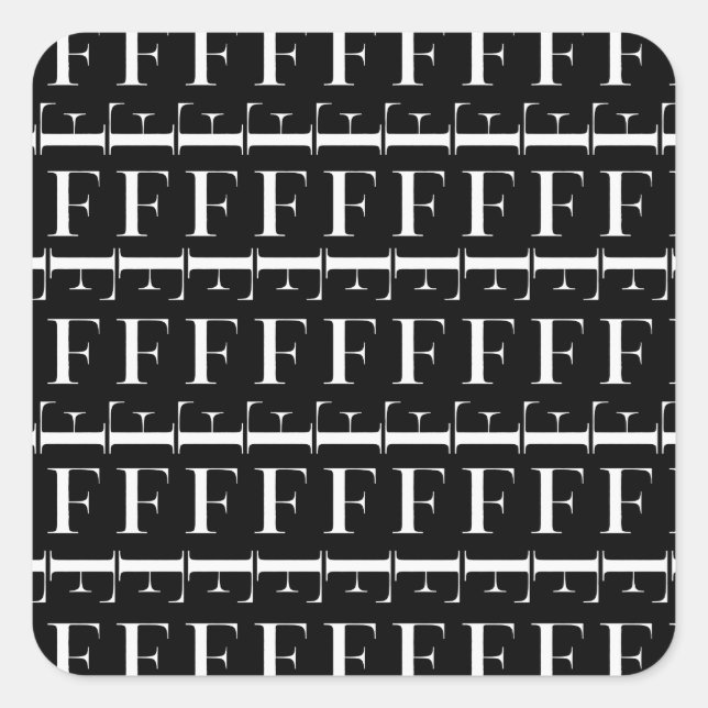 Adesivo Quadrado Monograma - Letra inicial F (Frente)