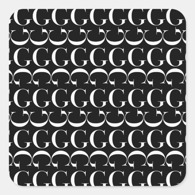 Adesivo Quadrado Monograma - Letra inicial G (Frente)